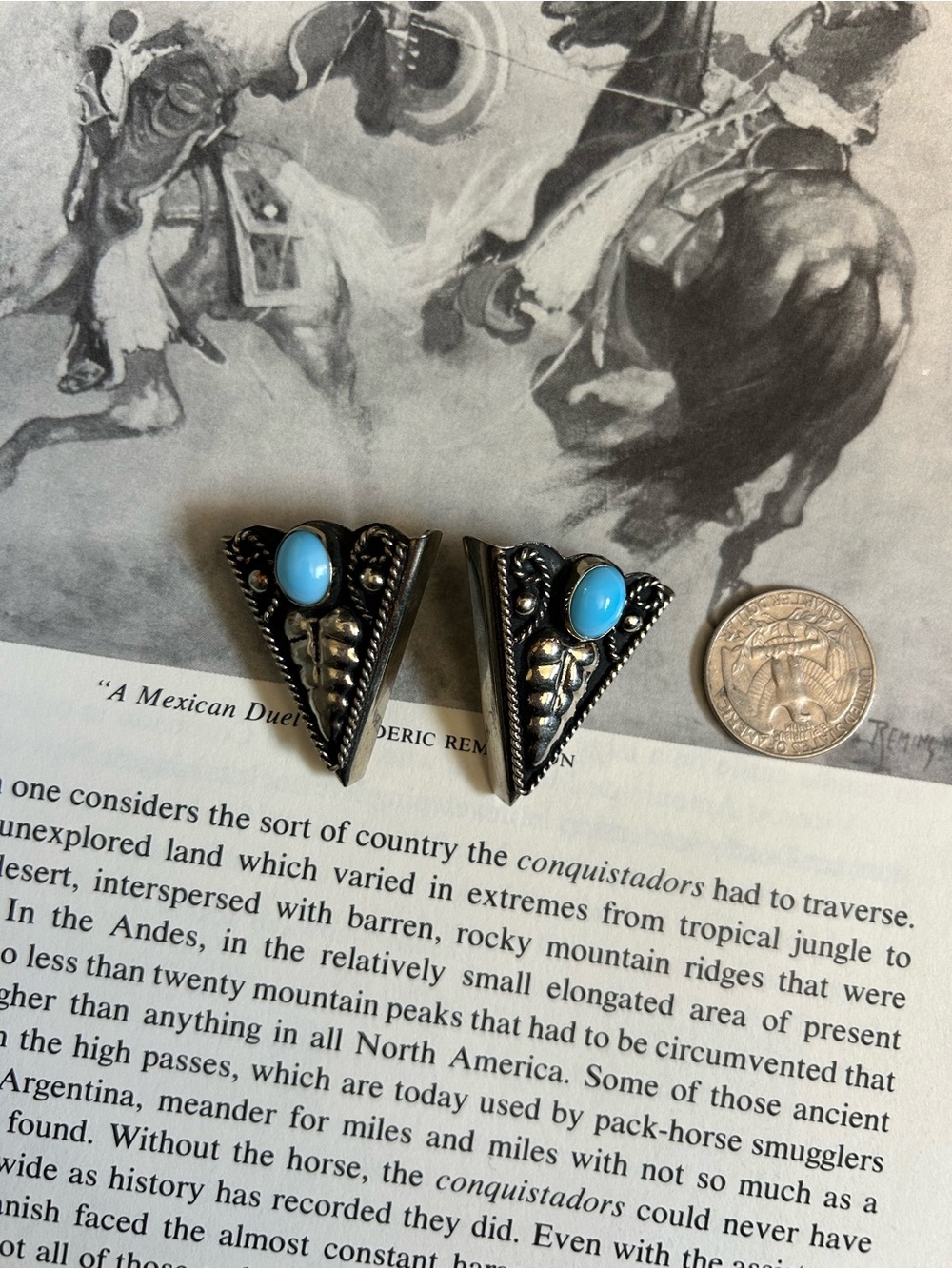 Double D Ranch Turquoise Triangular Silver Collar Tips - Picture 5 of 6